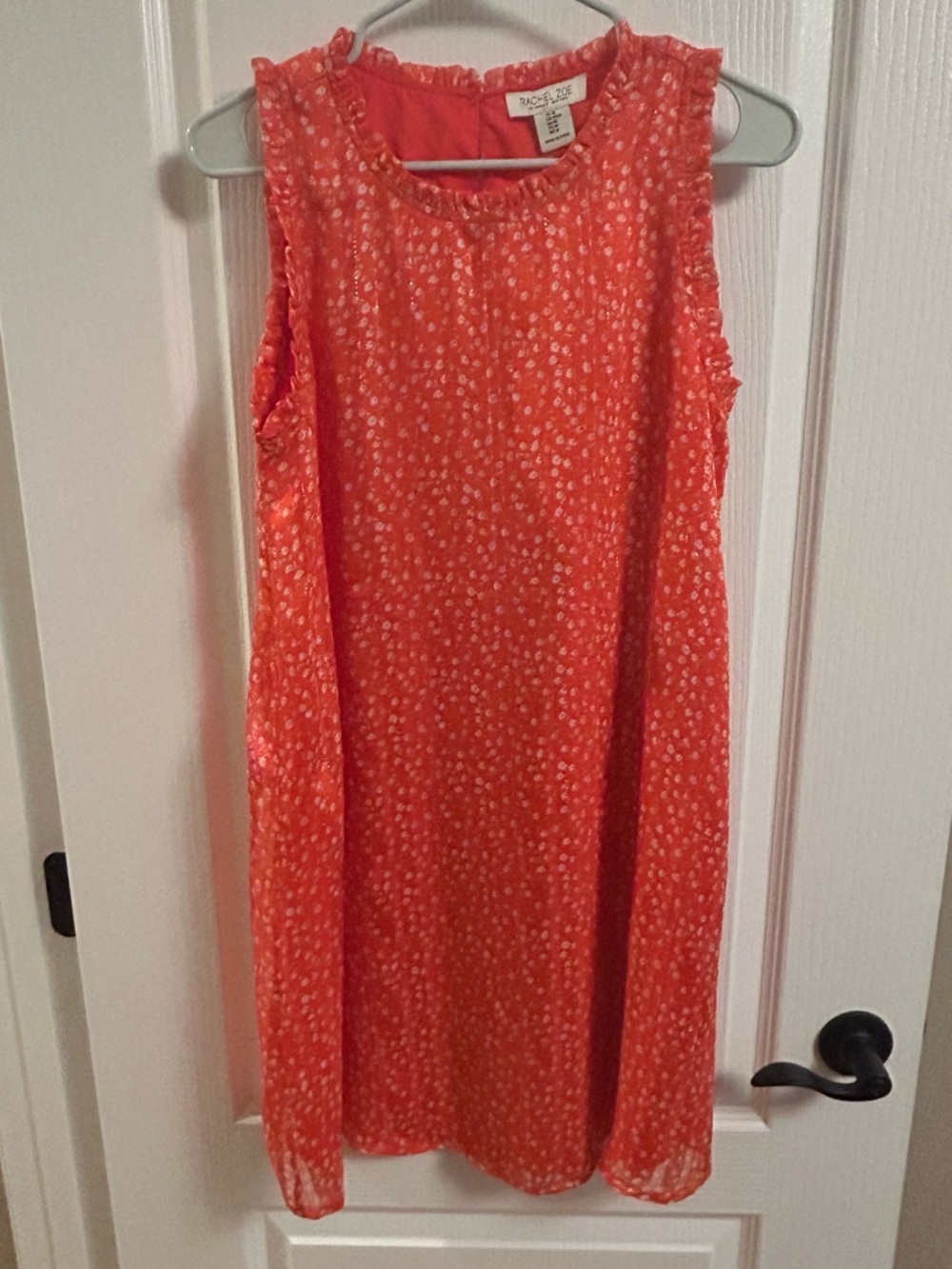 Rachel Zoe Coral Sleeveless Mini Dress with Subtle Dot Print